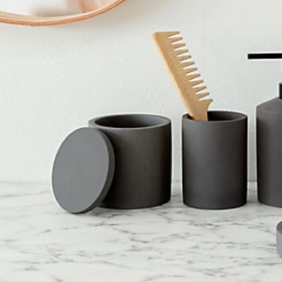 Moheim Black ceramic matte small bath canister with lid - Picture 2 of 5